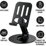 ArmoniaVital 360° Ayarlanabilir Katlanabilir Telefon & Tablet Standı – Yükseklik ve Açı Ayarlı Masa Üstü Tutucu - Siyah