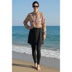 armonika 3'Lü Takım Crop Ceketli Beli Lastikli İki Parça Burkini Tesettür Mayo D68