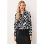 Armonika ARM-22Y001144 Kadın Siyah Kare Desen Oversize Uzun Basic Gömlek