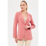 Armonika ARM-23Y001047 Kadın Pembe Tek Düğmeli Ceket Uzun Kol Regular Kalıp Casual Stil