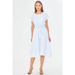 Armonika Kadın Beli Lastikli Bağlamalı Elbise ARM-18Y001133 - Bebe Mavi - XL