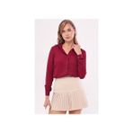 Armonika Kadın Bordo Düz Gömlek Uzun Kollu Dokuma Günlük Stil Regular Fit - 50