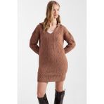 Armonika Kadın Camel V Yaka Triko Kazak ARM-26K136037 - M - L