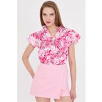 armonika Kadın Fuşya Yakası Ve Kolları Fırfırlı Bluz ARM-25Y001028