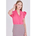 armonika Kadın Fuşya Yakası Ve Kolları Fırfırlı Bluz ARM-25Y001063