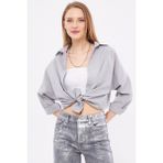 Armonika Kadın Gri Oversize Uzun Basic Gömlek ARM-22Y001118 - XL