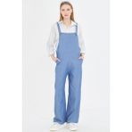 Armonika Kadın Indigo Cepli Geniş Paçalı Bahçıvan Jean Tulum ARM-25Y001037 - İndigo - XL