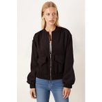 Armonika Kadın Kahve Cepli Kolları ve Beli Lastikli Bomber Kaşe Mont ARM-26K001027 - Kahverengi