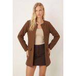 Armonika Kadın Koyu Haki Beli Dikişli Uzun Ceket ARM-26K001017 - XL