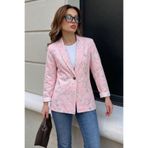 armonika Kadın Pembe Desenli Tek Düğme Ceket ARM-26Y001104