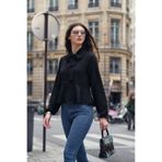 armonika Kadın Siyah Boyundan Bağlamalı Kolları Lastikli Etek Ucu Volanlı Bluz ARM-26Y001061