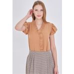 armonika Kadın Vizon Yakası Ve Kolları Fırfırlı Bluz ARM-25Y001063