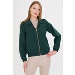armonika Kadın Zümrüt Önü Fermuarlı Gabardin Mont ARM-22K001068