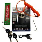 Armor 605MVA 5.5mm 120DB Alarmlı ve Şarjlı Disk Kilidi (Tüm Vespa Modelleriyle Uyumludur) - Gri