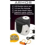 Armor 605MVA 5.5mm 120DB Alarmlı ve USB Şarjlı Motosiklet Disk Kilidi (Tüm Vespa Modelleriyle Uyumludur) - Gri