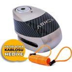 Armor 610 Plus Motosiklet Alarmlı Disk Kilidi 10 mm 120 Desibel - Alüminyum Gri