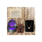 ARMOR4 NANO CERAMİC COATİNG Renk Değiştiren Led Işıklı Cam Satürn Kız Küre Çelik Satürn Kolye Ve Kahveli Ayıcık Mum