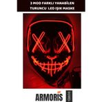 Armoris Farklı Tasarım Pil İle Çalışan Hafif Tasarım 3 Modlu Led Işıklı Turuncu Renk Maske