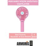 Armoris Yeni Cep Boyu USB Şarjlı 3 Kademeli Sessiz Taşınabilir Mini Fan Pervaneli Soğutucu Küçük Vantilatör - Pembe