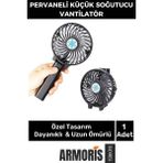 Armoris Yeni Cep Boyu USB Şarjlı 3 Kademeli Sessiz Taşınabilir Mini Fan Pervaneli Soğutucu Küçük Vantilatör - Siyah