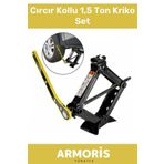 Armoris Yeni Nesil Araba Kaldırma Akordiyon Tip Makas Cırcır Kollu 1.5 Ton Bijon Anahtarlı Kriko Set
