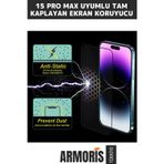 Armoris Yeni Nesil İphone Apple 15 Pro Max Anti Static Dayanıklı Sağlam Tam Kaplayan Cam Ekran Koruyucu