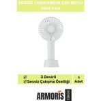 Armoris Yeni Nesil USB Şarjlı 3 Kademeli Sessiz Taşınabilir Mini Fan Pervaneli Soğutucu Küçük Vantilatör - Beyaz