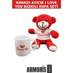 Armoris Yeni Sevimli Sevgililer Günü Gift Seni Seviyorum I Love You Baskılı Kupa Bardak Kırmızı Ayıcık Seti