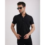 Armürlü Kot Kumaş Şık Tasarım Günlük Kısa Kollu Erkek Gömlek - Siyah - XL