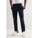 Armürlü Regular Fit Beli Lastikli Ve İplikli Önü Dikişli Mevsimlik Kumaş Erkek Jogger Pantolon LACİVERT 38