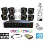 Arna 5mp Lens 2mp 1080P Warm LED 8 Kameralı 250GB Harddisk Dahil Güvenlik Kamerası Seti - ST-28250W