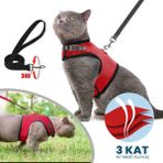 Arnee Kedi Gezdirme Boyun Tasması - Siyah - Kırmızı - 2 Small