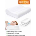 Arnee Ortopedik Boyun Yastığı Visco | Boyun Düzleşmesi ve Ağrısı İçin Ergonomik Yastık - 30 x 50 cm - Beyaz