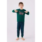 Arnetta 3131 Garson Noel Let İt Snow Erkek Çocuk Yeşil Uzun Kol Pijama Takım