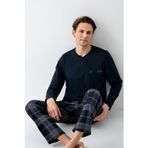 Arnetta Erkek %100 Pamuklu 4 Mevsim Cepli Uzun Kol Ekose Pijama Takım