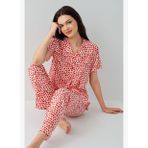 Arnetta Kadın Kırmızı Gömlek Pijama Takım
