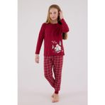 Arnetta Kız Çocuk Aile %100 Pamuklu 4 Mevsim Ekoseli Uzun Kollu Pijama Takım