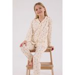 Arnetta Kız Çocuk Gömlek Pijama Takımı, 3-4 Yaş, AR3435-C-V1, Krem, kız-çocuk
