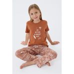 Arnetta Kız Çocuk Pijama Takım, 2-3 Yaş, AR3664-C-V1, Kahverengi, kız-çocuk
