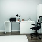 Arnetti Akser Geniş 180cm Dolaplı Beyaz Çalışma ve Bilgisayar Masası – Modern, Fonksiyonel