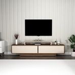 Arnetti Grasyas Modern Tasarım Tv Sehpası – Ceviz Bej, 2 Kapaklı, 180 Cm Geniş Dekoratif Ünite Ceviz-Bej