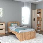 Arnetti Luses 90X190 Cm Ölçülerinde Yatak Uyumlu Tek Kişilik Karyola Atlantik Çam Bej - Luses