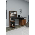 ARNETTİ Melis Dolaplı Çalışma Masası Antrasit Ceviz | Raflı Bilgisayar Masası ve Home Office Çalışma Masası