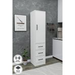 ARNETTİ Modera Çok Amaçlı Dolap Beyaz | 3 Çekmeceli Kapaklı Mutfak Kiler ve Banyo Saklama Dolabı