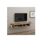 ARNETTİ Muson Duvara Monte TV Sehpası Atlantik Çam | Raflı Modern TV Ünitesi ve Medya Konsolu