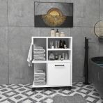 Arnetti Rebusa Banyo Mutfak Dolabı 4 Raflı Tekerlekli Çok Amaçlı Dolap, Ayakkabılık, Beyaz