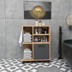 Arnetti Rebusa Dolaplı 4 Raflı Tekerlekli Çok Amaçlı Banyo Mutfak Dolabı, Atlantik Çam Antrasit - Rebusa - Atlantik Çam - Antrasit
