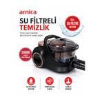 Arnica 2400 Watt Güçlü Motorlu Turbo Başlıklı Hepa 13 Alerjik Filtreli Su filtreli Süpürge, Yüksek Emiş