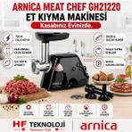 Arnica Meatchef Et Kıyma Makinesi 700 W Siyah Paslanmaz Çelik Malzeme ile Ergonomik Kullanım