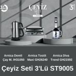 Arnica ST90005 Inox 3'lü Gri Çeyiz Seti